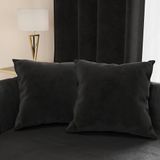 PETTI Artigiani Italiani - 2 fluwelen kussenslopen met vulling, kussenslopen voor slaapkamer, meubels met verborgen ritssluiting, 2 stuks zwart fluwelen kussens - 50 x 50 cm