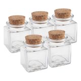 Merkloos / Sans marque Mini glazen flesjes - 70x - vierkant - 4 x 4 x 6 cm - met kurk dop - hobby/DIY