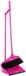 HOME DECO FACTORY Stoffer en blik - lange steel - kunststof - roze - H81,5 cm - binnen en buiten