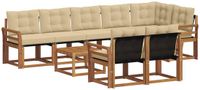 vidaXL - Hoek loungeset - 8 zitplaatsen - Acacia hout - Natuurlijk en beige