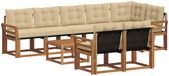 vidaXL - Salon d'angle - 8 places assises - Acacia bois - Naturel et beige