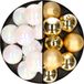 Merkloos / Sans marque 24x stuks kunststof kerstballen mix van goud en parelmoer wit 6 cm - Kerstversiering