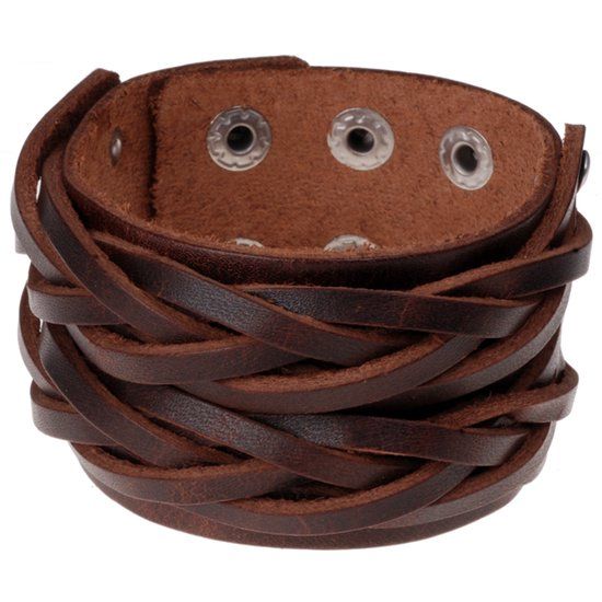 LGT JWLS Leren mannen armband bruin ingesneden leer