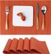 Bol Set de 6 sets de table en vinyle, lavable, résistant à la chaleur, antidérapant, adapté pour cuisine, famille, restaurant, café, couleur : orange