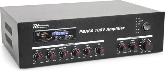 Power Dynamics PBA60 - 60W Versterker met Bluetooth, Radio & USB/SD - Zwart