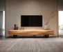 Meuble TV New Live-Edge 200 cm chêne naturel 4 portes patins métal noir