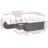 vidaXL 11-delige Loungeset met Kussens, Poly Rattan, Lichtgrijs