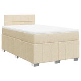 VidaXL Boxspringbed met matras, stof, crèmekleurig, 120x200 cm