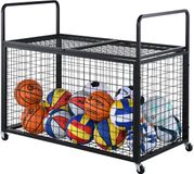 VEVOR Ballenwagen Rolwagen 1150 x 610 x 912 mm Sportballen, Afsluitbare Basketbalkooi Ballenkooi, Sportuitrusting voor Binnen en Buiten, Oprolbare Stalen Opbergwagen voor Garages
