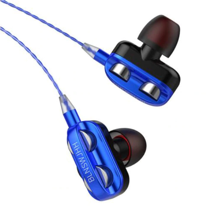 Bluelans Dual Driver Oordopjes AUX 3 5mm - Oortjes Wired Earphones Blauw