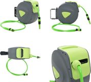 vidaXL Waterslanghaspel automatisch intrekbaar wandmontage Groen Kunststof 7.5 kg