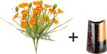 Flair Flower Kunstbloemen Klaproos in vaas, oranje
