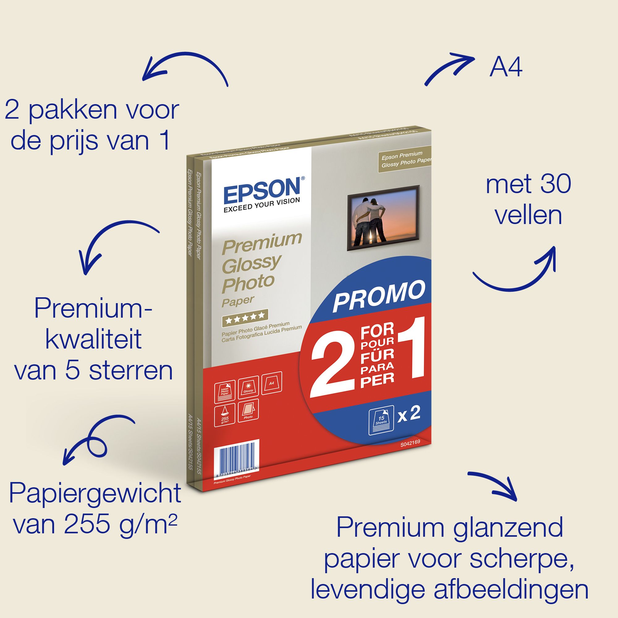 Epson Premium Glossy Photo Paper - A4 - 30 Sheets