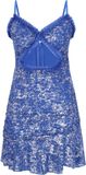 Faina Navy/Silver Floral Mesh A-Line Dress with Sweetheart Neckline and Hidden Zipper