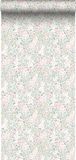 ESTAHome Behang Bloemetjes Zacht Roze en Groen - 53 cm x 10.05 m