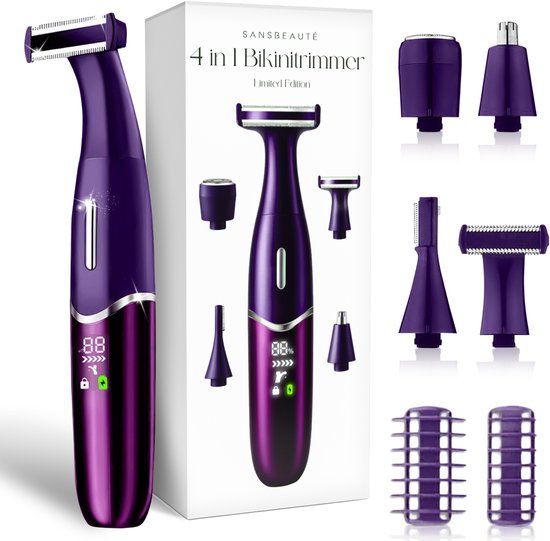 Sansbeauté® 4-in-1 Bikinitrimmer - Gezicht - Oksels - Benen - Bikinilijn - Wenkbrauw Trimmer - Gezichtsontharing Dames - Intieme Zone - Ladyshaves Bikini - Ontharingsapparaat Electrisch