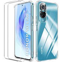 Phonillico® Schokbestendig hoesje voor Honor 90 LITE en 2 Tempered Glasses