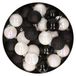 Merkloos / Sans marque Kleine kerstballen - 28x st - zwart en wit parelmoer - D3 cm - kunststof - kerstversiering