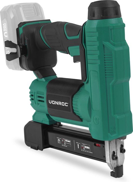 VONROC Accu Tacker & Nagelpistool - 20V - Incl. Nieten & Spijkers - Zonder Accu & Lader