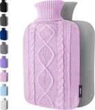 Qomfor - Warmwaterkruik met Zachte Gebreide Hoes - 1,8 liter - Lila