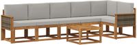 vidaXL - Buiten - bank - set - 7 - st - Naturel - en - lichtgrijs - Polyester