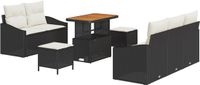 vidaXL Tuinbank Set 8-delig Zwart Polywood