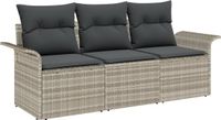 vidaXL Bankstel 3-zits Lichtgrijs Polyrattan