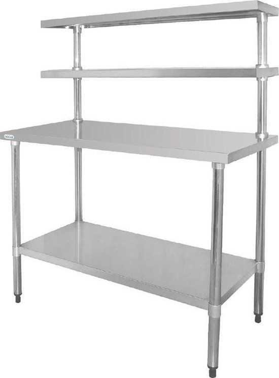 Vogue RVS werktafel met wandplanken 180cm