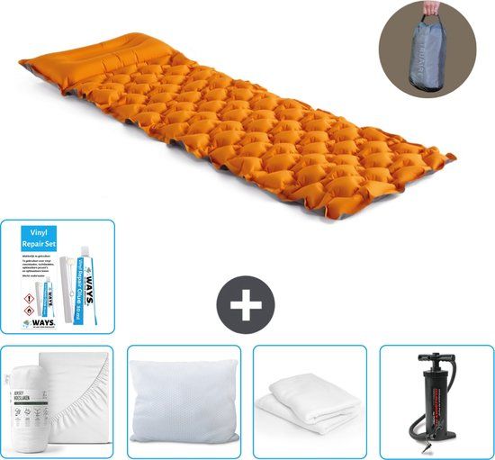 Intex Campingmat - 1-Persoons - 71 x 191 x 11 cm - Oranje - Complete Set