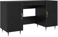vidaXL Bureau Zwart Eiken Bewerkt Hout 140 x 50 x 75 cm