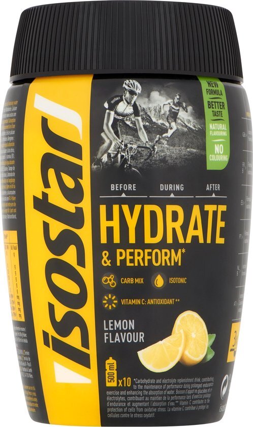 Isostar Hydrate & Perform Sportvoeding met basisprijs 400g citroen zwart