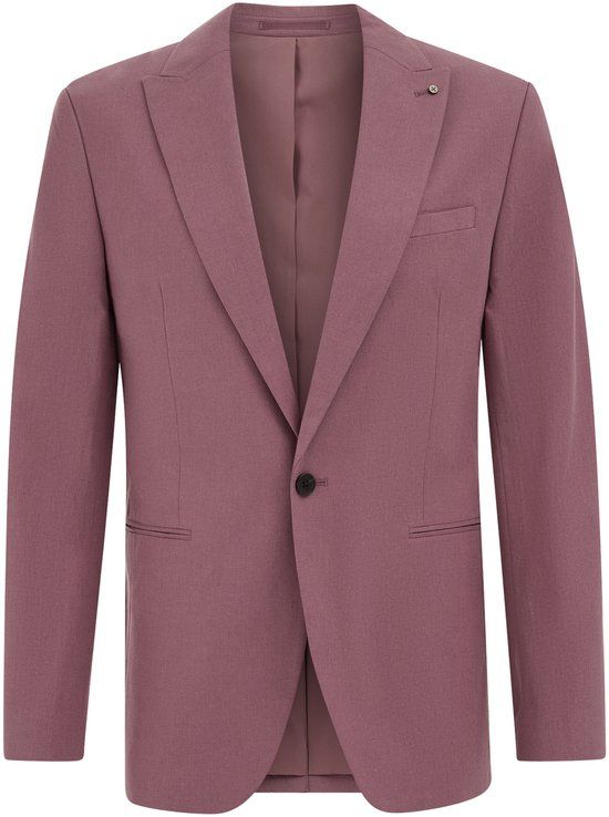 WE Fashion Heren slim fit blazer van linnenmix - Regular fit - Mauve - Katoen - Maat: 46