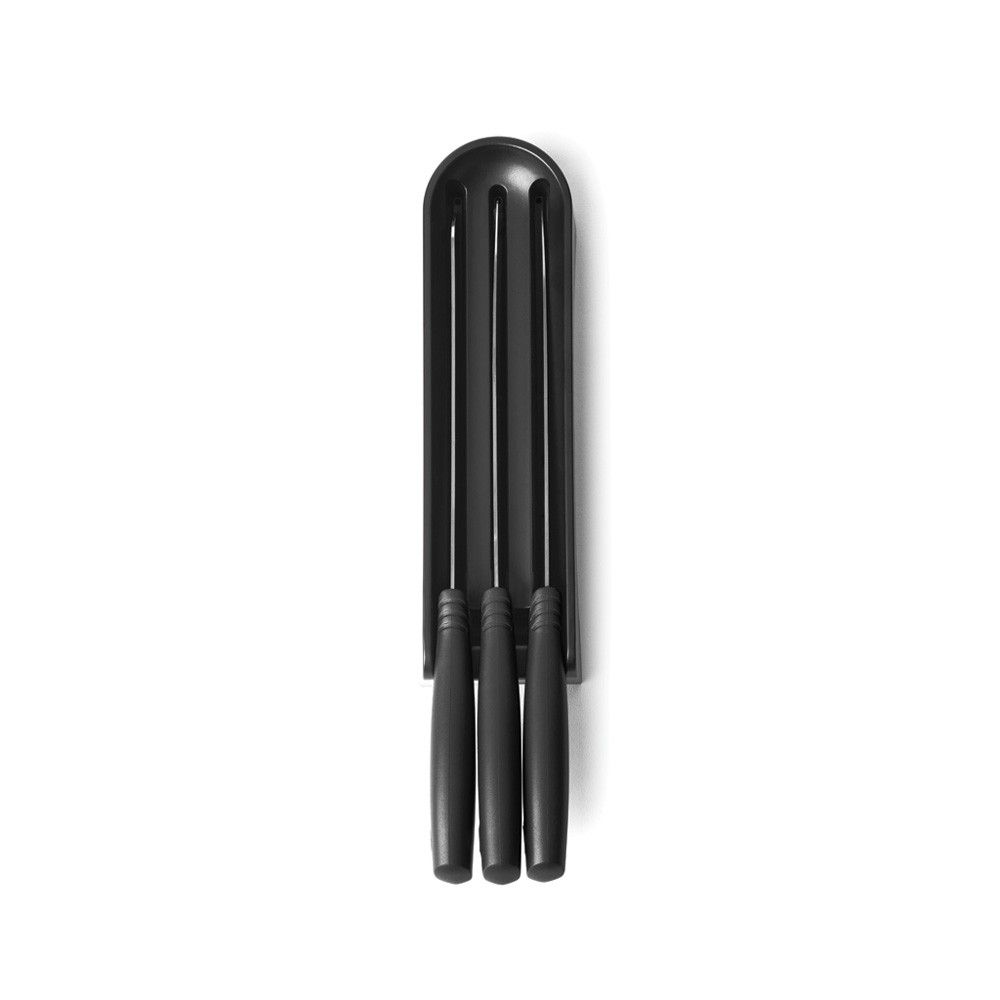 Brabantia Tasty+ 4-Piece Knife Block Set - Stainless Steel Blades, Black Handles