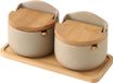 Wan GmbH Pot à sel avec couvercle - Set de pots à épices - Organisation de cuisine - Incluant cuillère en bois - Set de 2 - Blanc