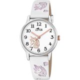 Lotus Kinderenhorloge 18865/1 Unisex Analoog Leer Wit Zilverkleurig Unicorn Academy