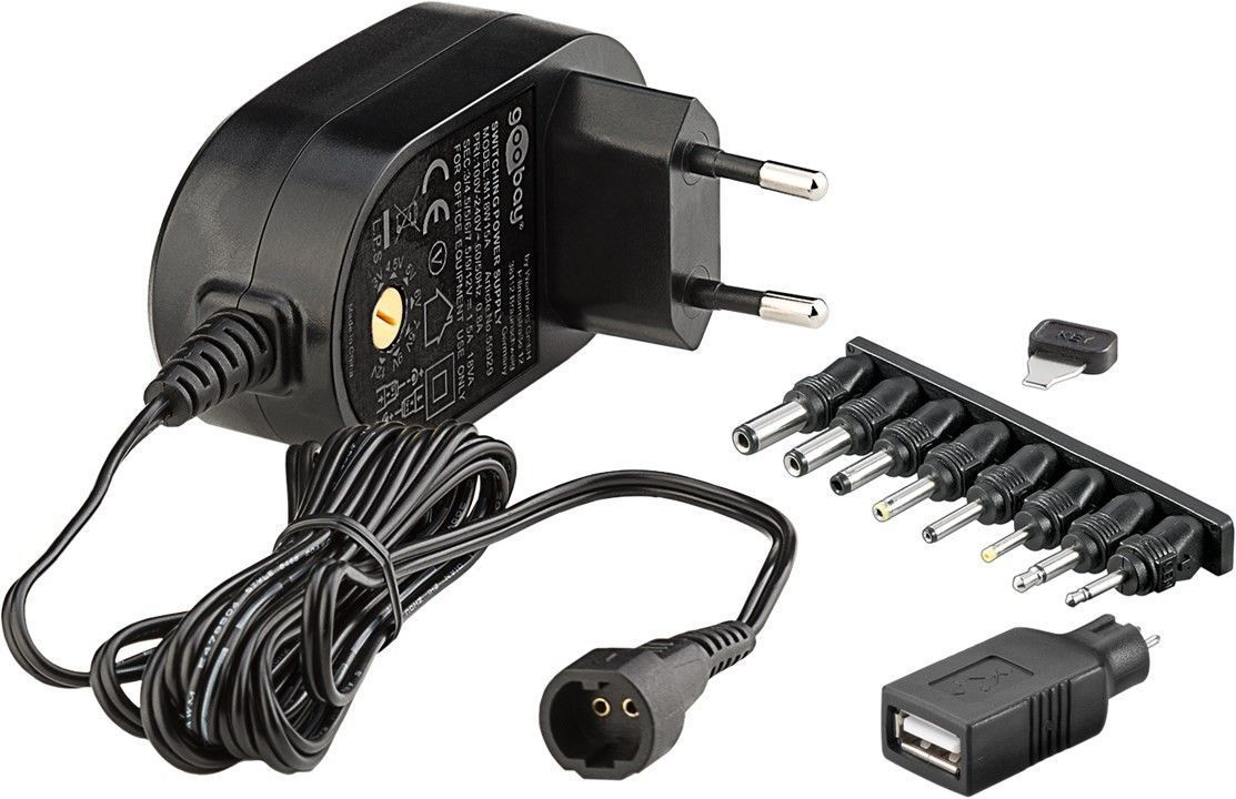 Goobay Universele AC-naar-DC Adapter - 5-12V - 1.5A - Zwart
