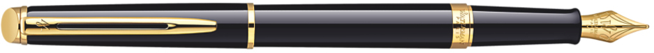 Waterman Hémisphère Vulpen - Zwart & Goud - Medium Penpunt - Blauwe Inkt