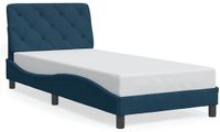 vidaXL Lit avec matelas velours bleu 90x190 cm