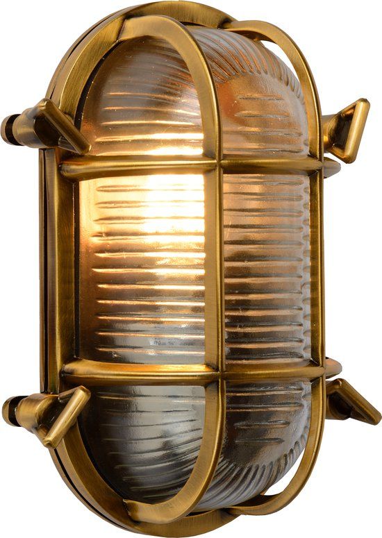 Lucide DUDLEY - Outdoor Wall Lamp - 1xE27 - IP65 - Matte Gold / Brass