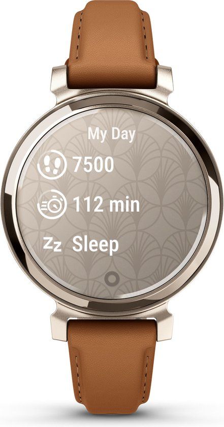 Garmin Lily 2 Classic Smartwatch - Cream Gold met Bruin Leren Band