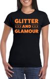 Bellatio Decorations Chemise de déguisement femme - paillettes et glamour - noir - paillettes orange - carnaval S