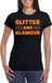 Bellatio Decorations Verkleed shirt dames - glitter and glamour - zwart - oranje glitter - carnaval S