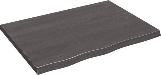 vidaXL Wandschap - 80x60x(2-4)cm - behandeld - massief - eikenhout - donkerbruin