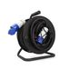cartrend Explorer CEE enrouleur avec 1 fiche CEE et 1 coupleur CEE, câble d'extension pour une utilisation durable au camping et à l'extérieur, avec frein de stationnement, IP44, 25 m, noir