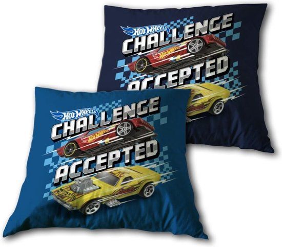 Hot Wheels Challenge Accepted Sierkussen - 35x35cm - Blauw