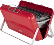 Merkloos / Sans marque Bol Draagbare Houtskool Aktetas BBQ met Draaggreep - Rood
