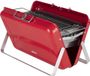 Merkloos / Sans marque Bol Draagbare Houtskool Aktetas BBQ met Draaggreep - Rood