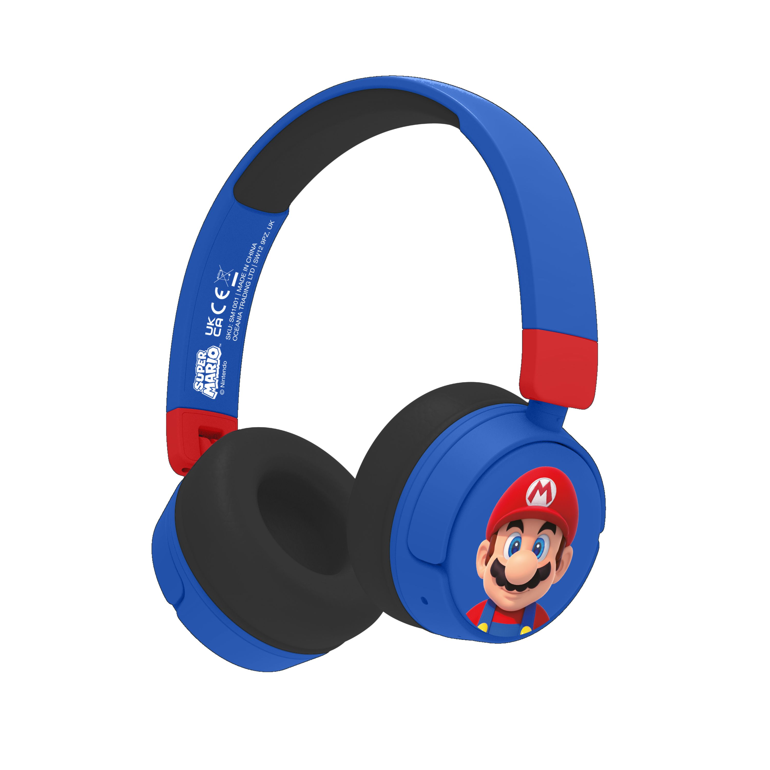 OTL Technologies Super Mario SM1001 Gaming Headset - Wireless, Bluetooth, USB Type-C, Blue/Red