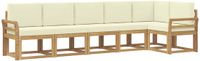vidaXL - Hoek loungeset - 6 zitplekken - Wit en crèmekleurig - Polyester