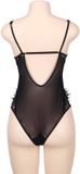 Subblime Queen Plus Size Floral Lace And Fringed Black Teddy